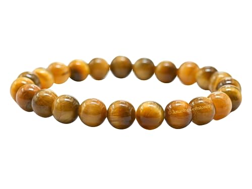 Yellow Cat's Eye Bracelet for Women Men's Gifts - Protection Healing Crystal Bracelet - 8mm Gemstone Beaded Stretchable Bracelet Pulseras Para Hombres Mujer Stocking Stuffers