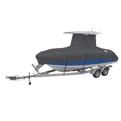 Classic Accessories StormPro Dark Grey Heavy-Duty T-Top Boat Cover, Fits boats 17 Foot - 19 Foot L x 102 Inch W, Marine Grade Fabric, Water-Resistant, Trailerable
