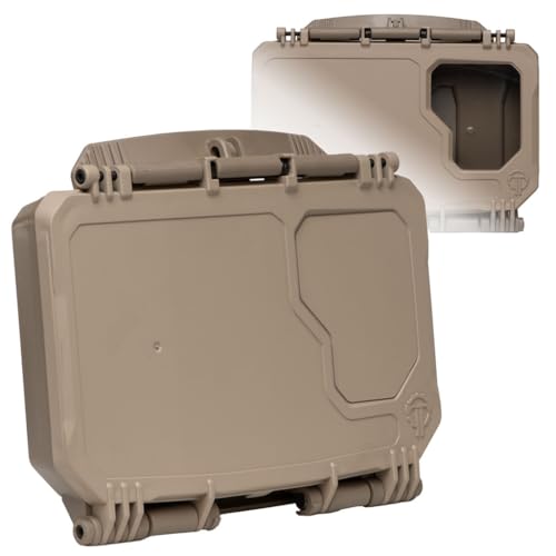 Thyrm DarkVault Comms 2.0 Critical Gear Case with Patch Panels, Integrated Phone Clamp, Viewing Window, for Chest Rig Compatible with Smartphones, Made in USA (Tan Front/FDE Back, Large)