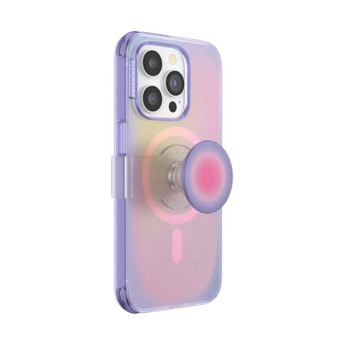 PopSockets iPhone 14 Pro Case with Phone Grip and Slide Compatible with MagSafe, Phone Case for iPhone 14 Pro, Wireless Charging Compatible - Aura