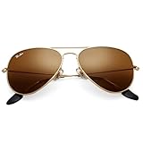 Pro Acme Classic Aviator Sunglasses for Women & Men Real Glass Lens Metal Frame UV400 Driver Sunglasses, 58 MM (Brown/Glass/Non Polarized)