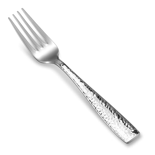 KEAWELL Premium 4-Piece 7.6" Louis Hammered Salad Fork Set, 18/10 Stainless Steel, Squared Edge with Smooth Rounded Edges for Comfort, Dishwasher Safe (4, 7.6" Salad Fork)