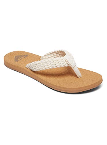 Roxy womens Porto Flip Flop Sandal, Natural, 8 US