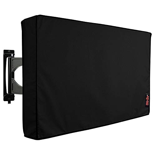 iBirdie Outdoor TV Cover 52 to 55 inch Weatherproof, Cover Size 52''L x 31''H, Waterproof for Outside Flat Screen 52 to 55 inch TV, Black, 600D Thick Fabric Screen Protector with Bottom