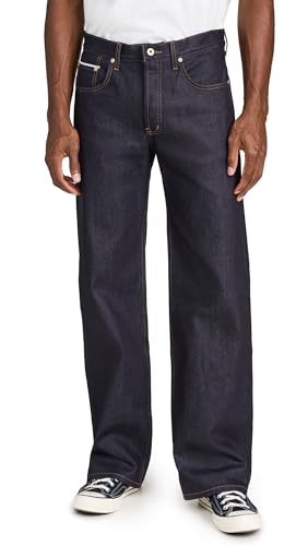 Naked & Famous Denim Men's Strong Guy Nightshade Stretch Selvedge Jeans, Indigo, Blue, 36