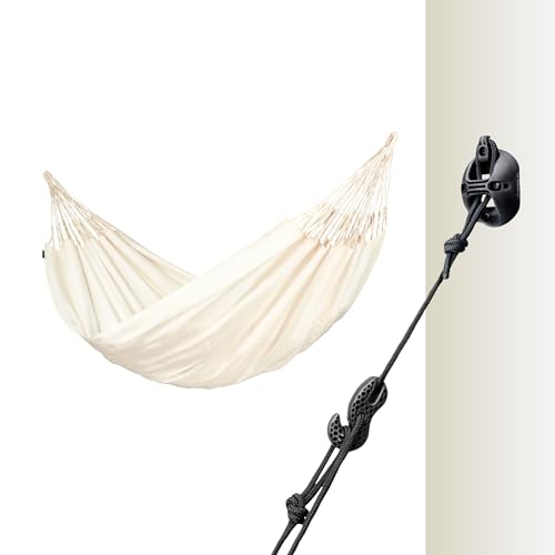 LA Siesta Brisa Classic Hammock with Suspension Kit for Walls, Ceilings, & Square Beams, Handmade, Weather-Resistant, Tear-Resistant Hammock for Indoors & Outdoors, Size-Double - Vanilla