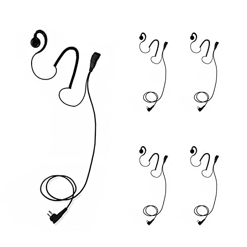 PROMAXPOWER [5-Pack] Extra Long C-Shape Swivel Earpiece with PTT Button Mic for Motorola Two-Way Radio Walkie Talkies HKLN4604, HKLN4604C, CP040, CP200D, CLS1110, CLS1410, GP300, RDM2070D, RMU2080D