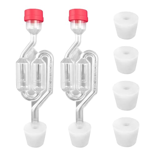 2pcs Fermentation Airlock, Brewing Airlock Plastic, Fermentation Valve Bubbler Airlocks, Exhaust Valve Beer Making Vent Air Lock With Cap Reusable Wine Fermentation