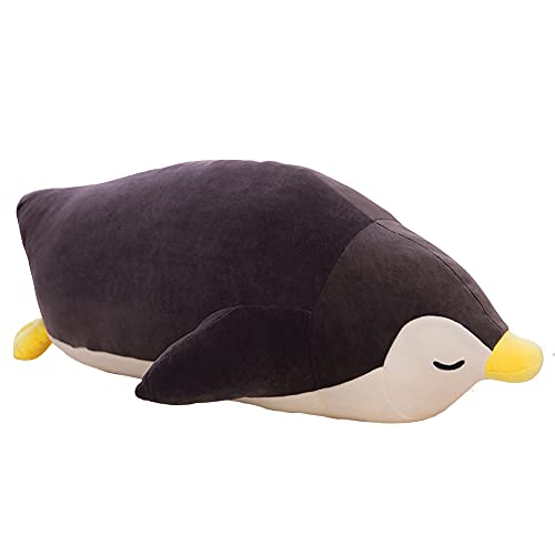 MMTTAO Stuffed Penguin Animal Plush Toy 18 Inch Black Sleeping Penguin Stuff Soft Kawaii Plushies Cute Dolls Collection Huggable Pillow Cushion Room Decor Gifts for Kids Children Boys Girls, 18Inches