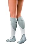 JOBST 7528902 Sport Compression Sock, Knee High, 15-20mmHg, White/Grey, Large