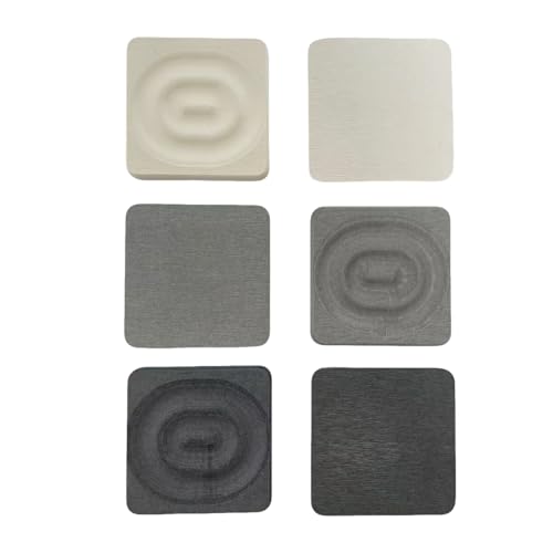 Diatomite Drink Coaster Set, 6 Pieces with Stand, 4x4 Inch Square Mats, Quick-Drying Water Absorbent, White,Light Dark Grey