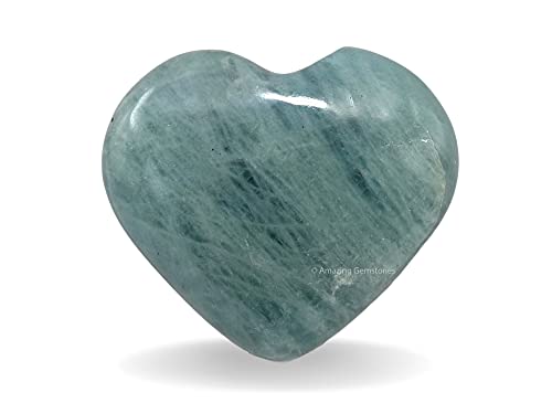 Aquamarine Crystal Heart Palm Stone - Pocket Massage Worry Stone for Natural Body Chakra Balancing, Reiki Healing and Crystal Grid