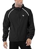 BALEAF Men's Rain Jacket Waterproof Windbreaker Running Cycling Golf Hiking Gear Hood Lightweight Reflective Packable Black 3XL