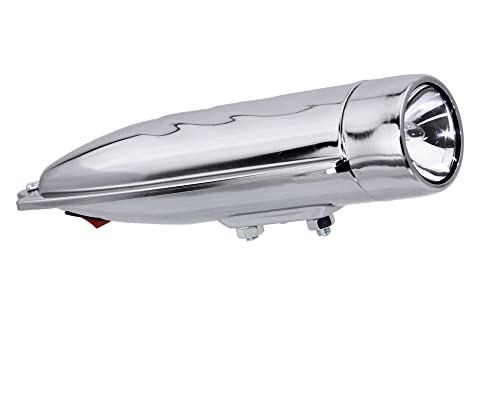 ALTALINE Bicycle Front Fender Torpedo Style Bullet Head Light in Chrome