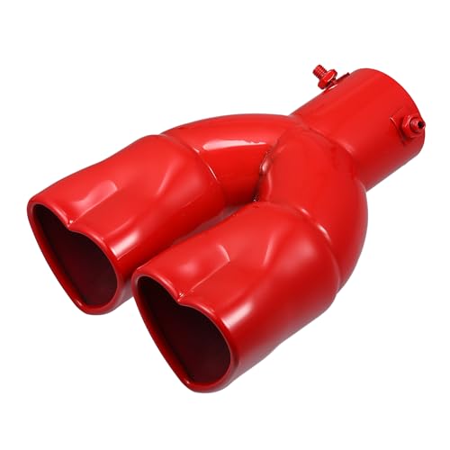 A ABSOPRO Car Exhaust Tip Heart Shaped Tail Pipe 2.48Inch OD 2.64x2.36Inch Outlet 8.66Inch Length Straight Bolt-On Muffler Tip Metal Red