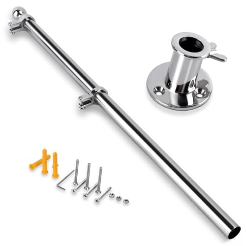Boat Flag Pole with Base, Marine Flag Pole Kit, 316 Stainless Steel Flag Poles Holder for Outside House, Yacht, Truck and Yard, 1" dia.