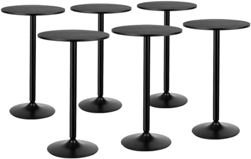 ERGOMASTER Two-in-one Bar Table, Modern Style Standing Circular Cocktail Table 40"/22" Two Convertible Height Suitable for Dining Room, Restaurant, Kitchen Black Set of 6