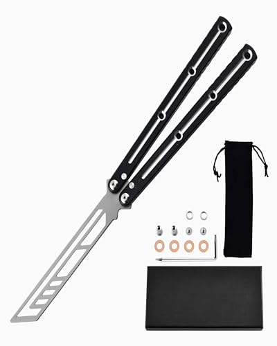 Generic Butterfly Trainer – Balisong Trainer – Practice Butterfly – Balisong Butterfly Knives NOT Real NOT Sharp Blade – Black Dull Trick Butterfly – Butter Fly Training CSGO, HDD-ZH-005