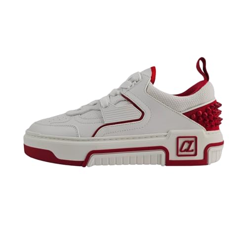 Christian Louboutin Astroloubi Women's White and Red Leather Sneakers (White, US Footwear Size System, Adult, Women, Numeric, Medium, 8.5)