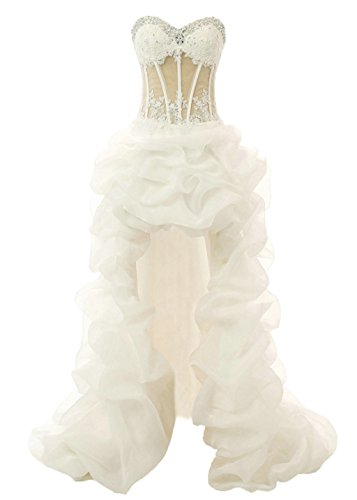 Vantexi Women's Short Front Long Back Wedding Dress Prom Gown Ivory Size 8