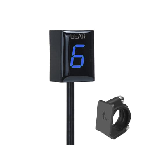 Motorcycle Gear Indicator Compatible with Yamaha with Holder Bracket,Waterproof LED Display Digital Display Speedometer Shift Lever Sensors (Blue)