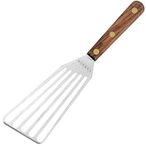 Lamson 3' x 6" Chef's Slotted Turner with Walnut Handle - Right-Hand