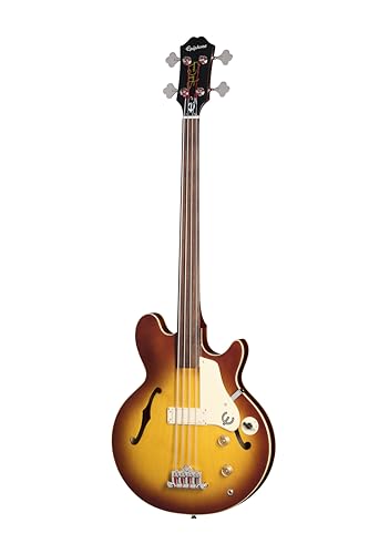 Epiphone Jack Casady Fretless Bass, Aged Royal Tan with Bag