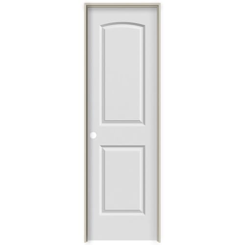 National Door Company ZZ364272R Solid Core, Primed, Molded 2-Panel Archtop, Right Hand, Prehung Interior Door, 16"x80"