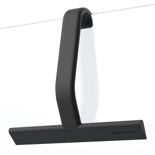 dancemoon JustHang Shower Squeegee for Glass Doors, All-One-Piece Silicone with Built-in Hook Design for Easy Hanging and Cleaning, 10 Inch Black