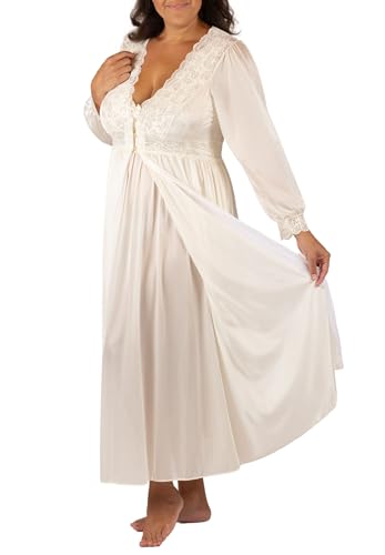 Shadowline Silhouette Gown and Peignoir Set (51737), Ivory, M