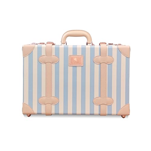 Unitravel Baby Keepsake Case, 18" Handmade Memory Storage Box, Newborn Keepsake Box, Vintage Suitcase for Baby Shower, Baptism, Naming Ceremony or Birthday (blue strip)