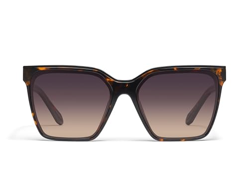 Quay - Womens Sunglasses, Polarized Square Lenses with UV Protection, Oversized Sunglasses (Level Up, Tortoise Gold)