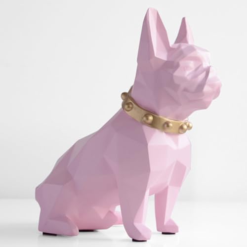 Zyqixluk French Bulldog Home Decoration Sculpture Resin Bulldog Statue,Doggy Piggy Bank Modern Decor,Animal Art Figurines,for Office, Desk, Dining Room, Bedroom Decoration,Pink