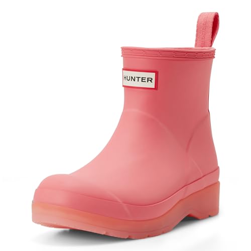 Hunter Women's Play Short Translucent Waterproof Rain Boot, Pink, 8