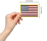 PatchClub American Flag Patch Premium Embroidered, 3.5in - Gold Border - US Flag Patch, United States of America Military Uniform Iron On/Sew On