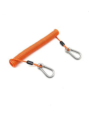 LORADAR 10Feet 150lb Fishing Coiled Lanyard Stainless Steel Inside Heavy Duty Fishing Safety Rope Extension Cord Tether for Deep Sea Fishing Tools Rod Kayak Paddles ((Orange, 10ft)