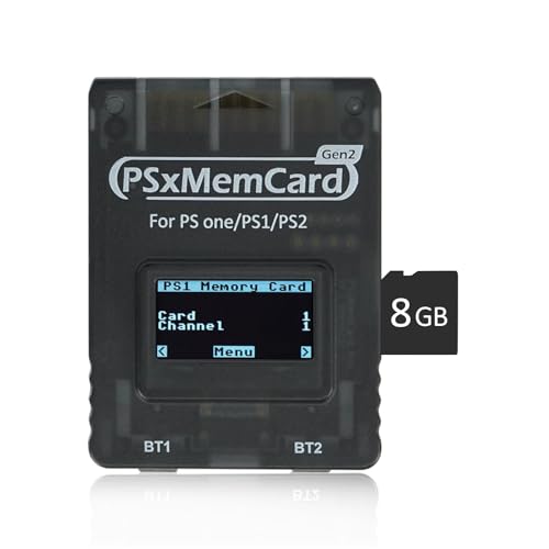 Guilekeys PSxMemCard Game Memory Card Compatible with PS2/PS1/PS One Console, 8GB MicroSD Card Include, Supports Firmware Upgrade, Unlimited Storage and Sd2psXtd, High Speed