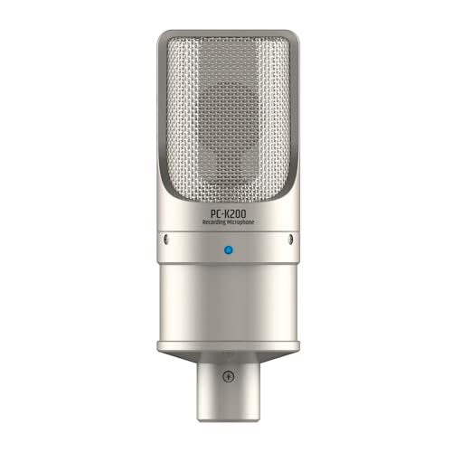 TAKSTAR PC-K200 II XLR Recording Microphone, Cardioid Condenser Mic with Ultra-Low Self-Noise, Balanced Bass/Mid/Treble, Power Indicator, Mic Clamp, Windscreen, for Live Broadcast, Karaoke, Recording