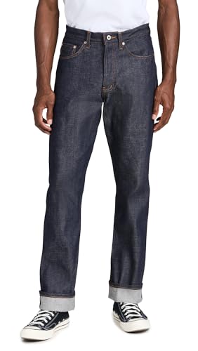 Naked & Famous Men's True Guy - Dirty Fade Selvedge Jeans, Indigo/White, 30