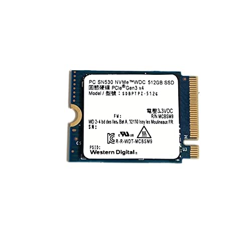 Western Digital 512GB SSD PC SN530 M.2 2230 30mm PCIe Gen3 x4 NVMe SDBPTPZ-512G Solid State Drive for Dell HP Lenovo Laptop Desktop Ultrabook Surface