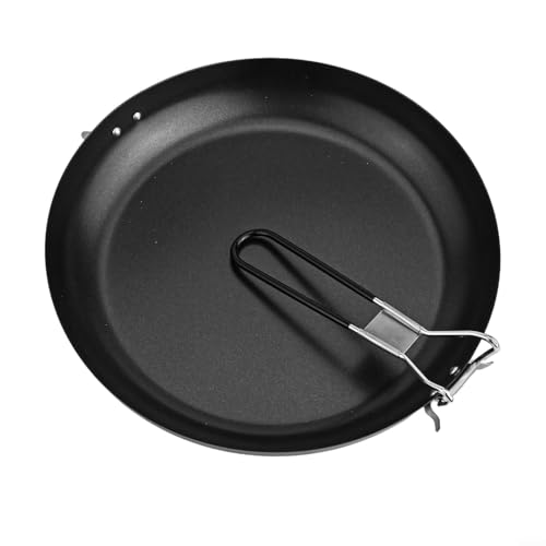 Non Stick Camping Skillet, Outdoor Ultralight-Titanium Frypan, Portable Backpacking Cooking Pan Frying Pan Foldable Handle Pot Picnic Cookware(12 inches)