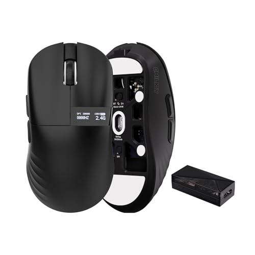 OOCTPK Chilkey Glacier LW 8K Wireless Gaming Mouse with Screen - 49g Super Lightweight - Dual 8K Polling0 DPI - Optical Switch - Tri-Mode 2.4G/USB-C/Bluetooth 5.2 - Black