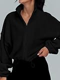 AUTOMET Womens Fleece Jackets Zip Up Oversized Sweatshirts Winter Clothes Long Sleeve Crop Sherpa Fall Outfits Fashion Black L