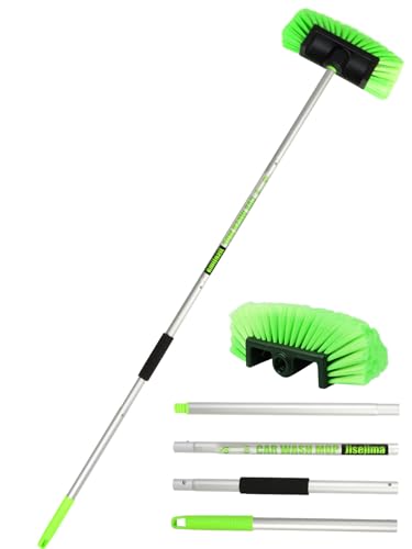 Jisejima Five-Sided Car Wash Brush with Long Handle，Soft Bristle Scrub Cleaning Mop with Extendable Handle for Car, SUV, Truck, Caravan, Boat, House Siding, Sweep Snow 60”/151cm