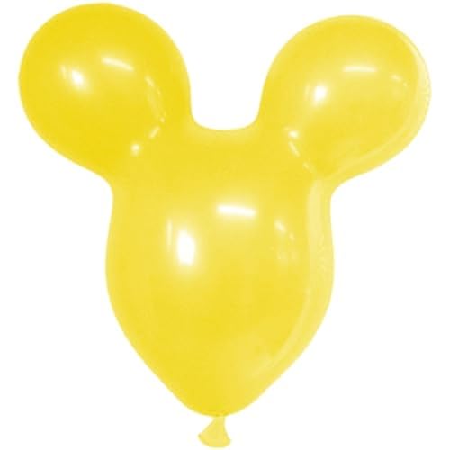 PMU Mouse Head Shaped Balloons 15-18 Inch PartyTex Premium Yellow Latex Great for Mickey Mouse Theme Parties Pkg/12