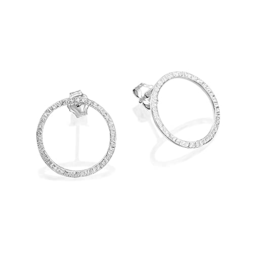 Tooliks - Small Hammered 925 Sterling Silver Circle Stud Earrings - Handmade Delicate Open Circle Post Earrings (sterling silver, hammered)