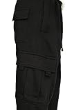 Men's Cargo Sweatpants Casual Fleece Joggers Loose Fit Open Bottom Athletic Pants for Men with Pockets Black S