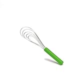 Flat Whisk Silicone Handle Non Slip 10" - 5 Wires Whisk with 10 Heads for Kitchen Cooking by Jell-Cell (Green)