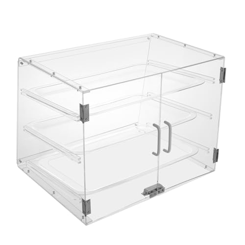3 Tier Clear Pastry Display Cabinet, Commercial Countertop Bakery Display Case with Removable Tray & Magnetic Door, Acrylic Pastry Display Case Cabinet for Dessert Display