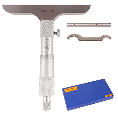 WONDERSUNM Depth Micrometer, 0-1" Measuring Range, 0.001" Graduation, Professional Precision Depth Gauge for Machining, Engineering & Metalworking, High Accuracy Tool